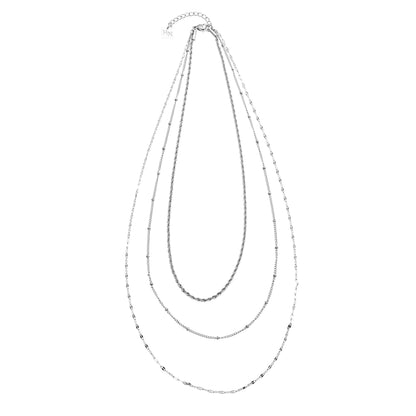 ZURI Triple Layer Mixed-Chain Necklace in Silver