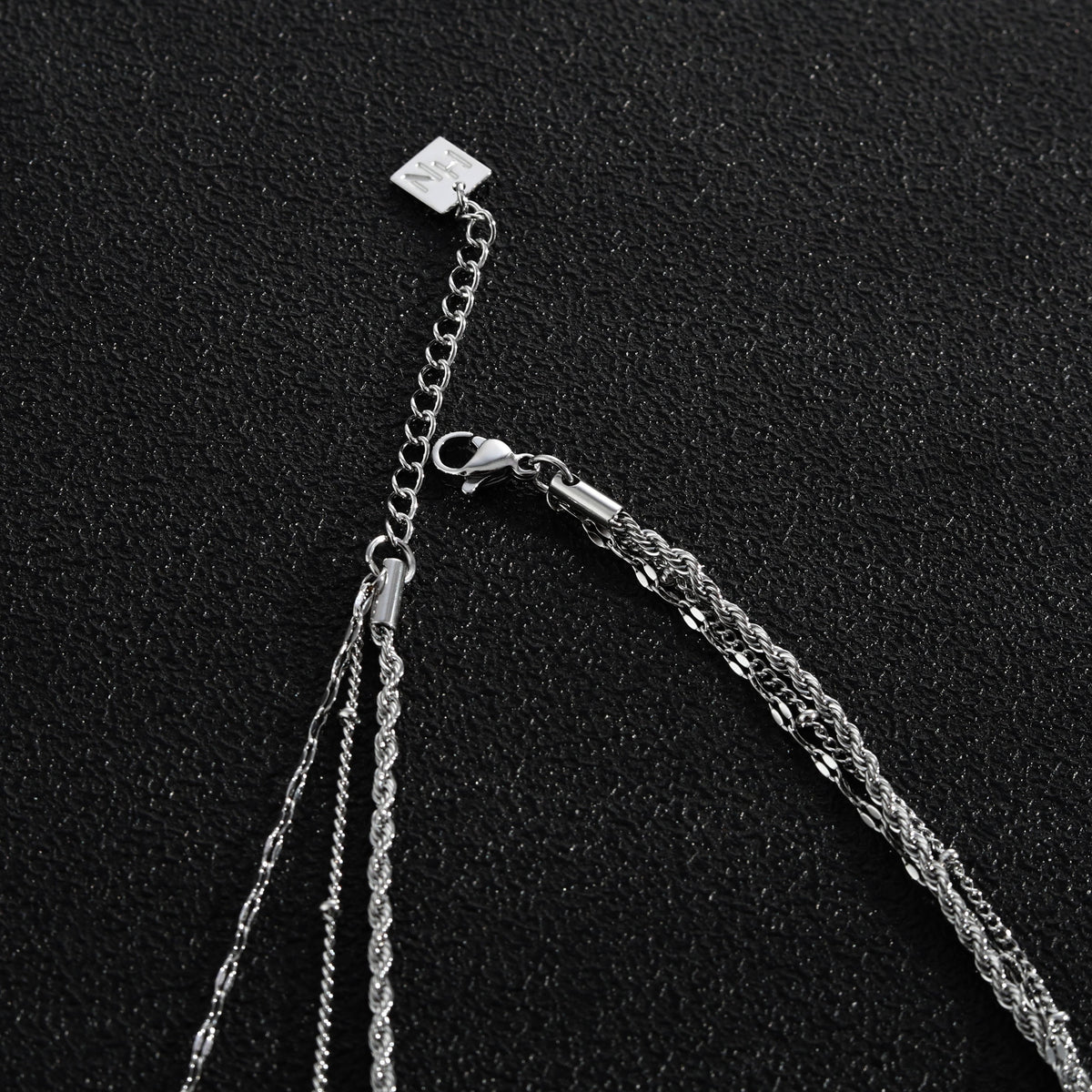ZURI Triple Layer Mixed-Chain Necklace in Silver
