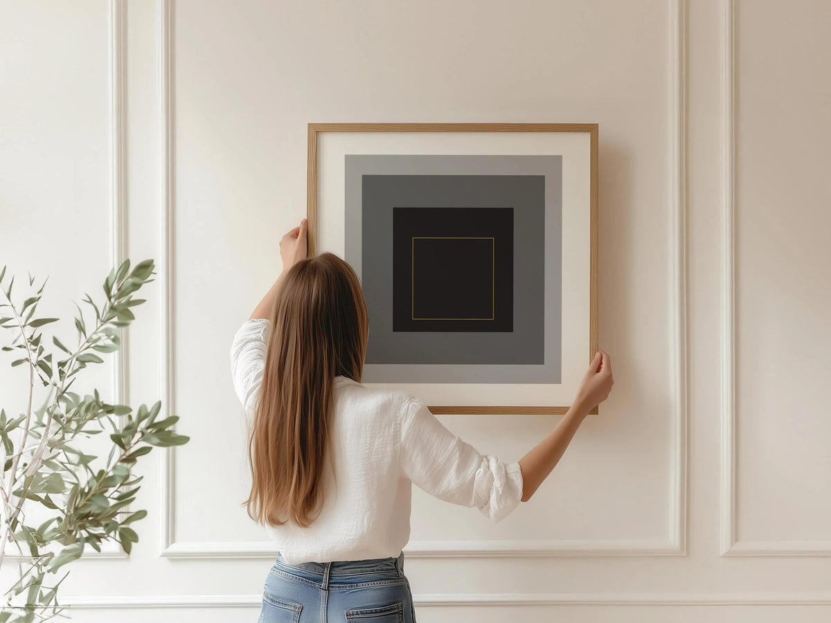 Josef Albers Inspired Homage to the Square Giclee Print: Mid-Century Modern Art (1x1)