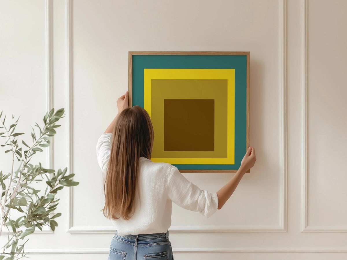 Josef Albers Inspired ‚ÄúMemento‚Äù Homage to the Square Giclee Print: Mid-Century Modern Art