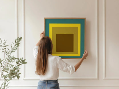 Josef Albers Inspired ‚ÄúMemento‚Äù Homage to the Square Giclee Print: Mid-Century Modern Art