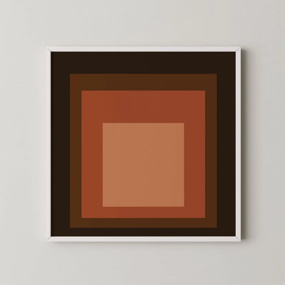 Inspiré par l'estampe "Oxblood" de Josef Albers : « Hommage au carré » Estampe giclée moderne du milieu du siècle