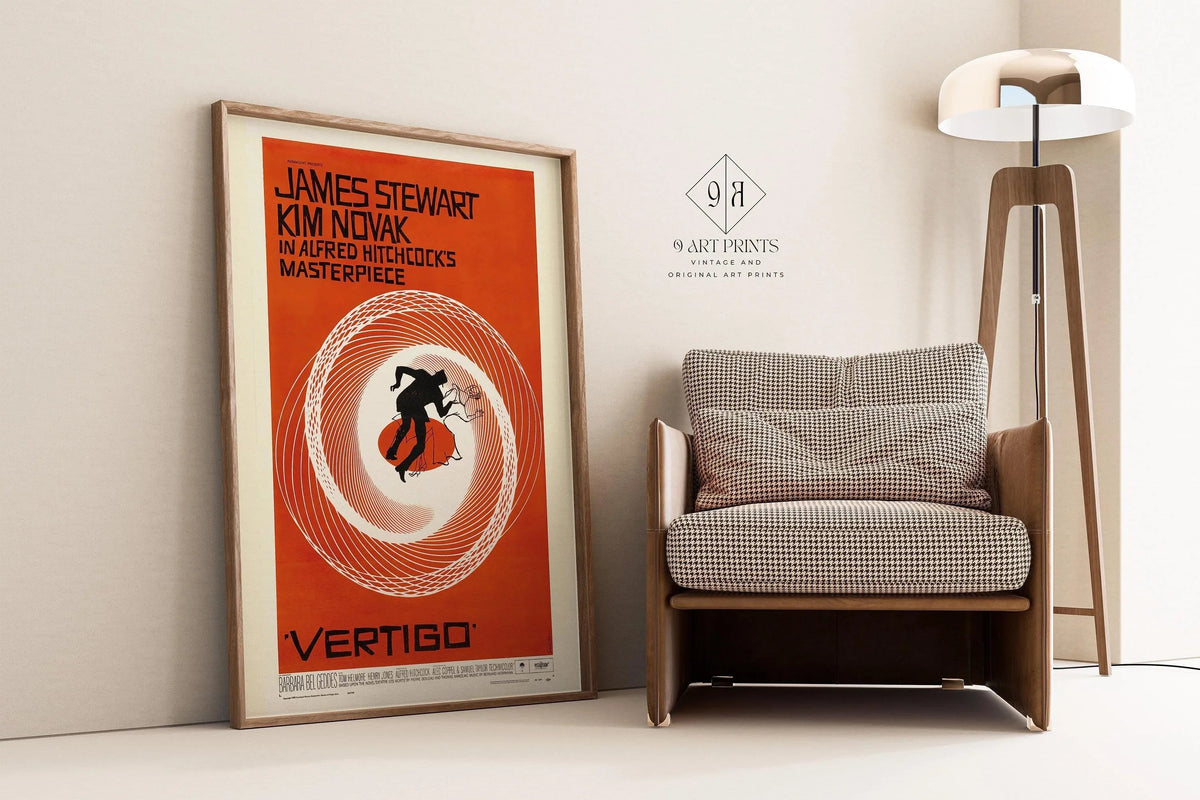 Vertigo Movie Poster: Saul Bass Minimalist Design, Hitchcock Film (Giclee Print)