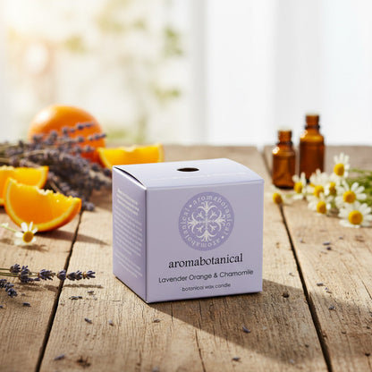 Mini Lavender Orange & Chamomile Candle with Calming Blend by Aromabotanical