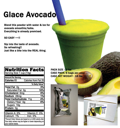 Avocado 4 in 1 Mix for Bubble Tea, Smoothies, Lattes and Frappes, 3 lbs. Bag (Case 6 x 3 lbs. Bags)  - Multi-Use Powdered Beverage Mix - Ships Free Within Canada on Orders Above CAD $199