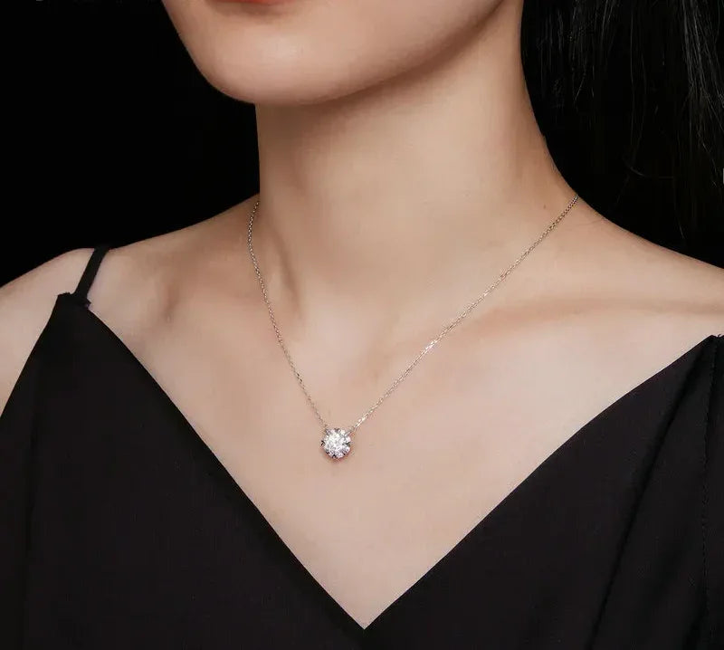 Dazzling Diamond Alternative: 1ct Moissanite Sterling Silver Pendant Necklace