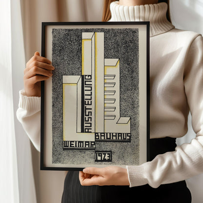 Affiche Bauhaus Weimar Ausstellung 1923 | Affiche d'art moderne mi-siècle vintage neutre (disponible encadrée à la main)