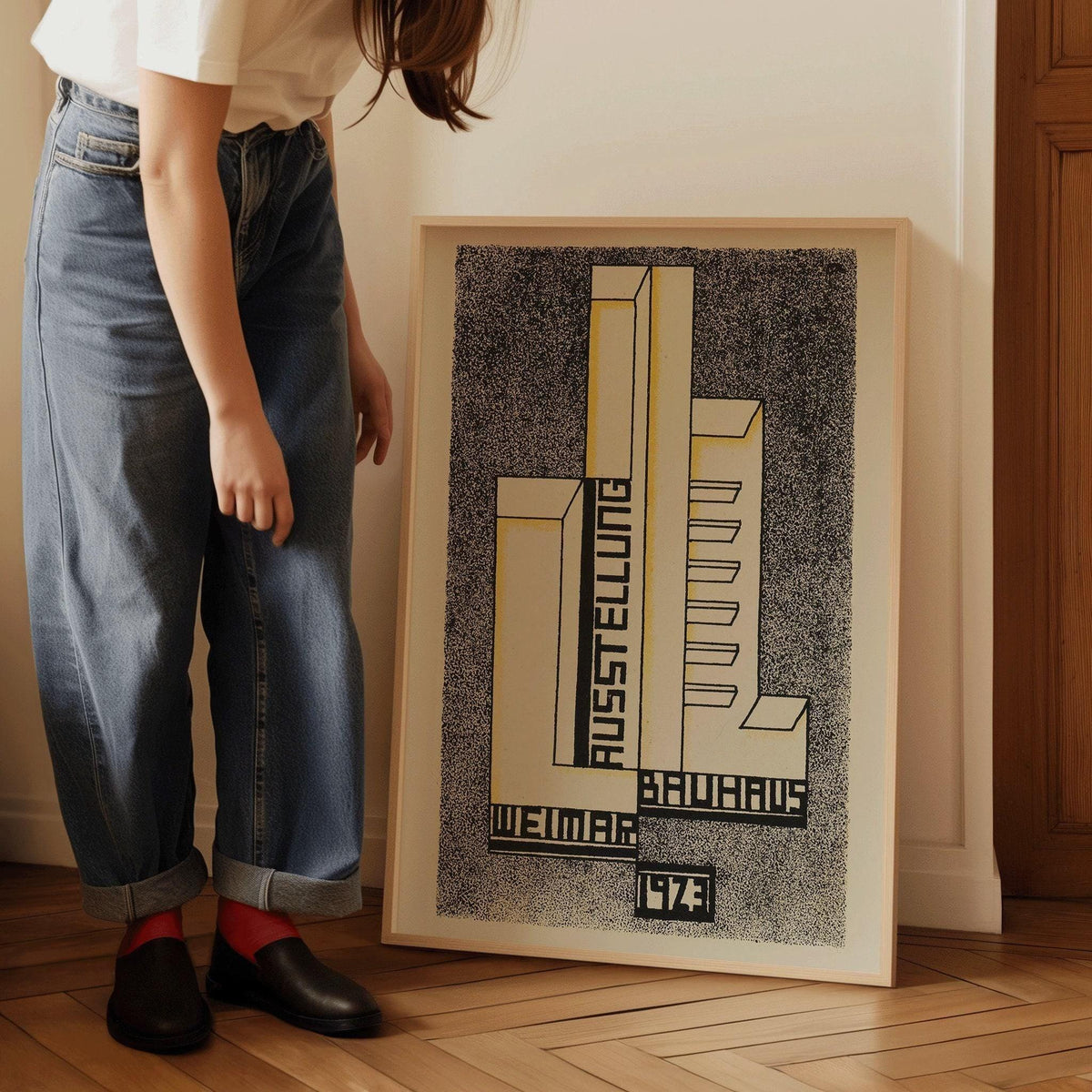 Affiche Bauhaus Weimar Ausstellung 1923 | Affiche d'art moderne mi-siècle vintage neutre (disponible encadrée à la main)