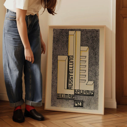 Affiche Bauhaus Weimar Ausstellung 1923 | Affiche d'art moderne mi-siècle vintage neutre (disponible encadrée à la main)