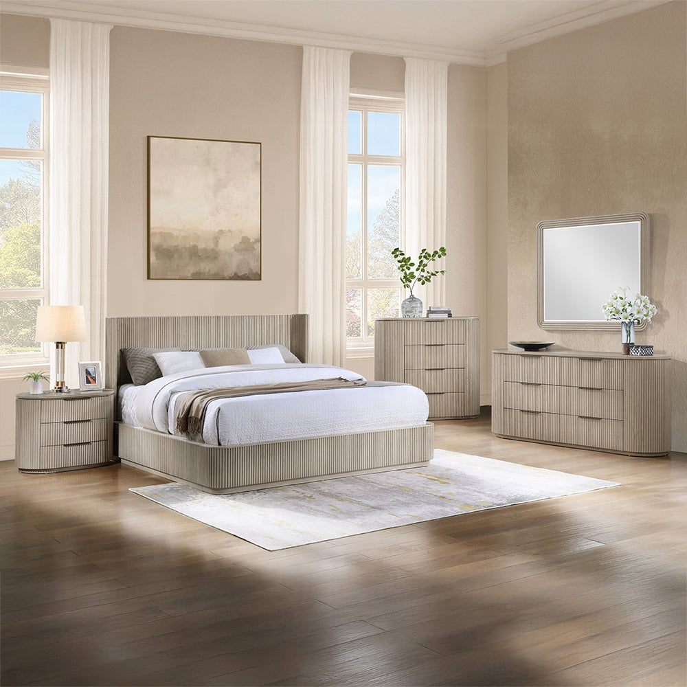 Chianti Luxury Chanel Detail Bed - Light Oak