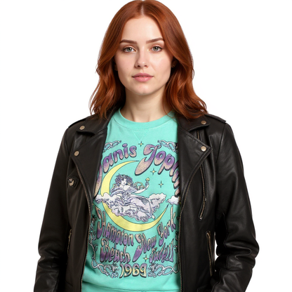 Haut en molleton oversize Janis Joplin Moon Crew (menthe)