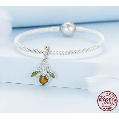 Buzzing With Charm: 925 Silver Lemon Bee Pendant For Bracelets & Bangles