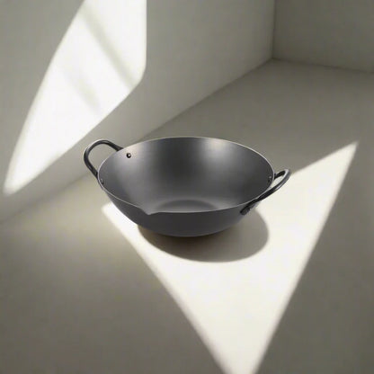 Yoshikawa Cook-Pal Ren 36cm Nitrided Carbon Steel Guangdong Round-Bottom Wok