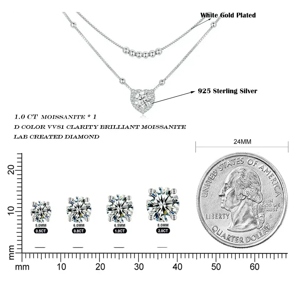 Capturez son cœur avec un éclat éblouissant : Collier Cœur en Moissanite 1 carat