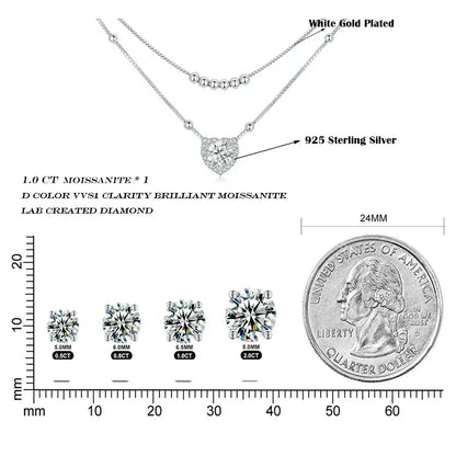 Capturez son cœur avec un éclat éblouissant : Collier Cœur en Moissanite 1 carat