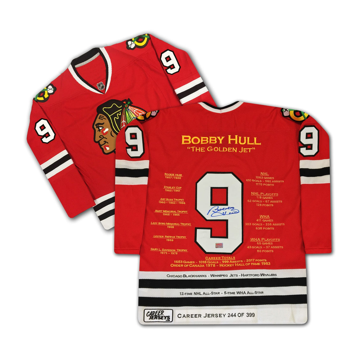 Bobby Hull Chicago Blackhawks Career Jersey /399