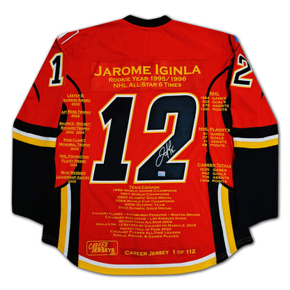 MAILLOT JAROME IGINLA DE SA CARRIÈRE #1 SUR 112 - AUTOGRAPHIÉ - CALGARY FLAMES