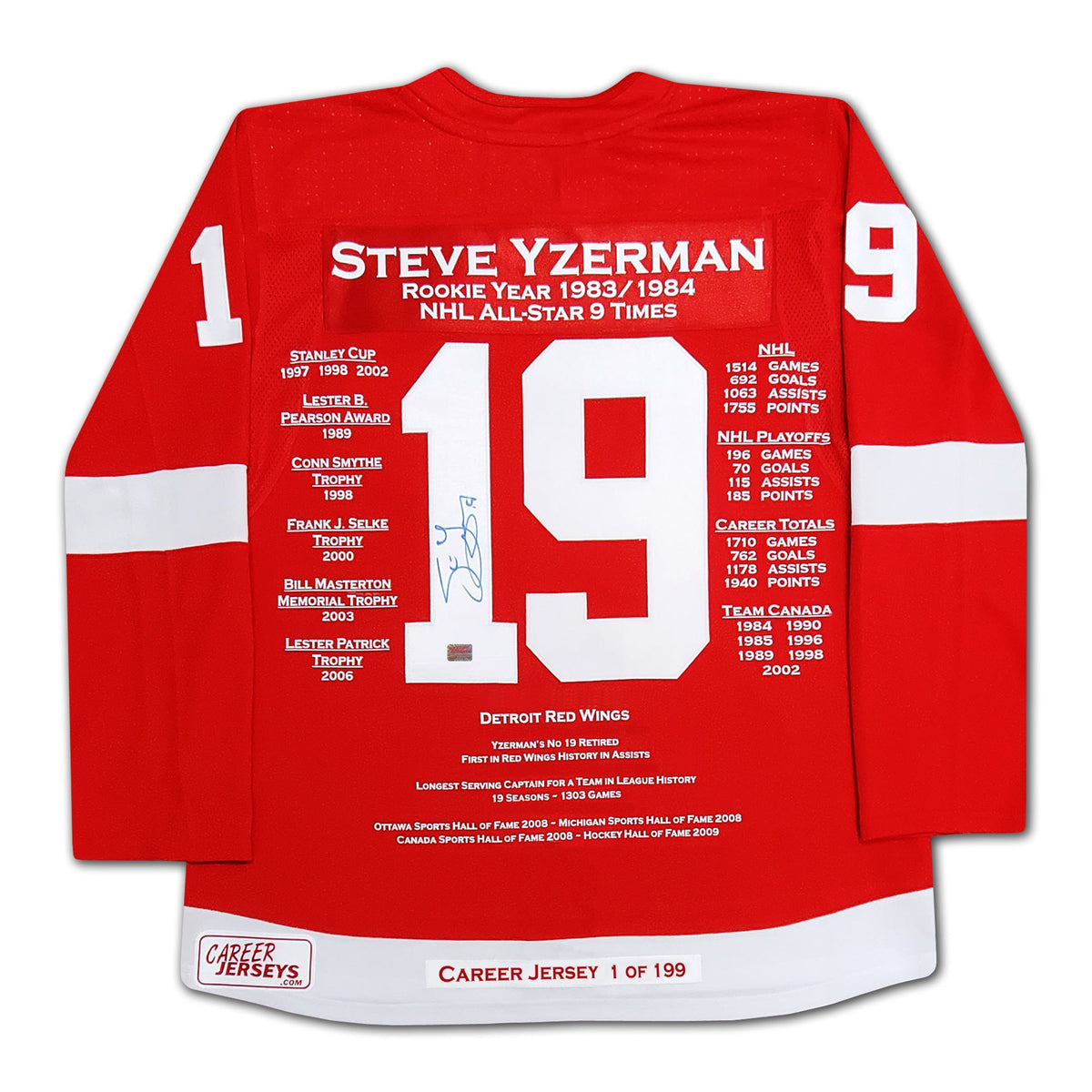Steve Yzerman Career Jersey #1 of 199