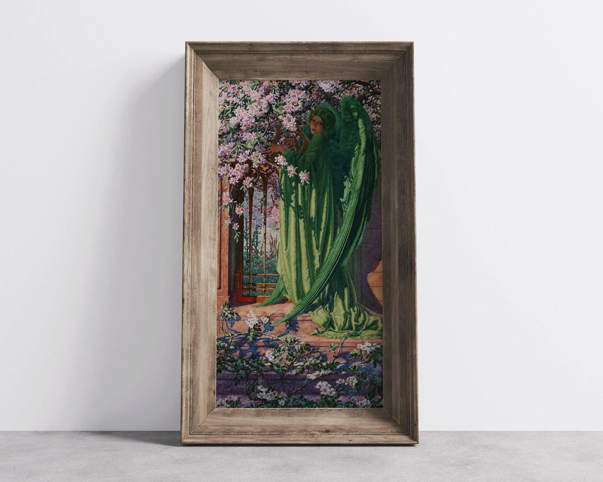 Carlos Schwabe Green Angel Giclee Print: Symbolist Fine Art, Framed Option