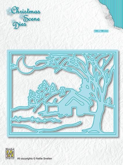 Matrices de découpe de scènes de Noël Nellie's Choice Nuit d'hiver au clair de lune
