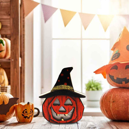 Creative Halloween Wooden Pumpkin Lamp – LED Pumpkin Light Halloween Decoration
