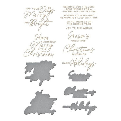 Plaque et matrices A Merry Little Christmas Sentiments Glimmer Hot Foil de la collection De-Light-Ful Christmas par Yana Smakula