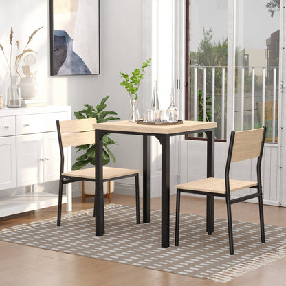 Kurt 3-Piece Dining Set for Small Spaces-Natural Wood