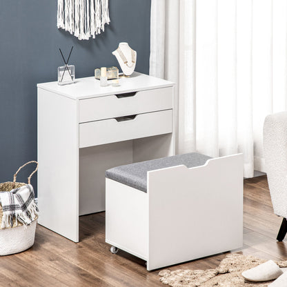 Coiffeuse Alice avec miroir basculant - Blanc