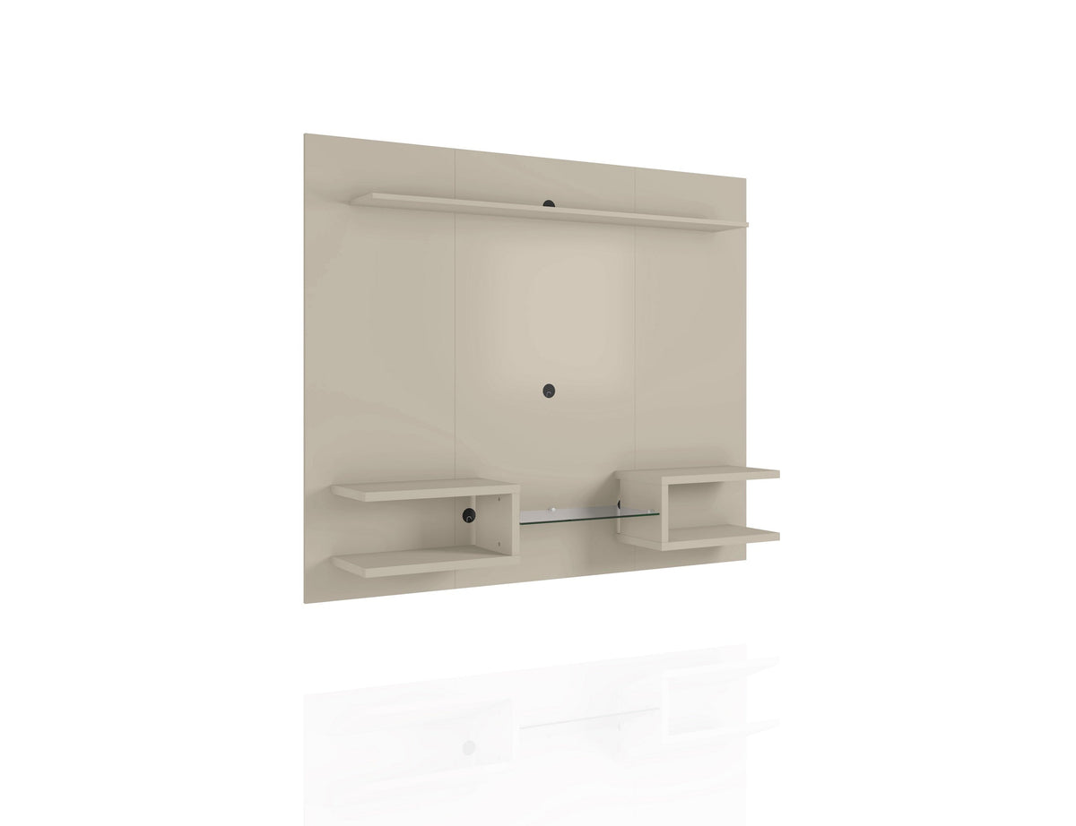 Meuble TV mural flottant moderne Augusta – Beige/Crème Brillant