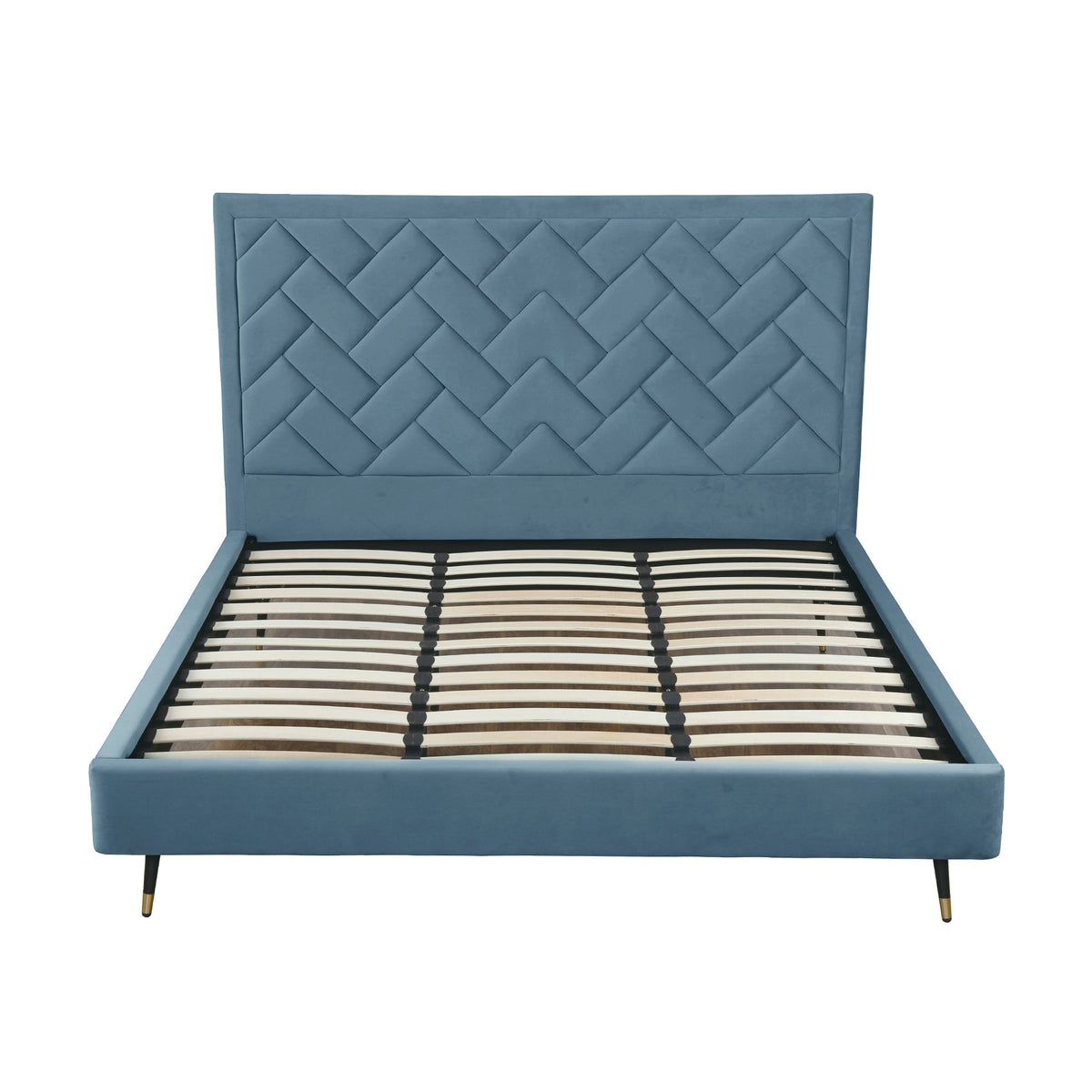 Gallagher Upholstered Velvet Platform Bed - Blue