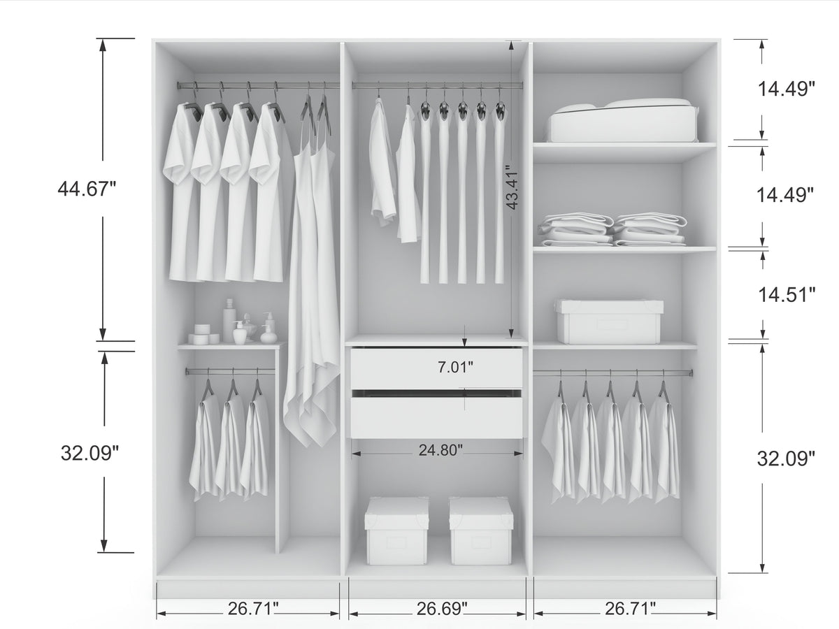 Torino Modern Freestanding Wardrobe - White