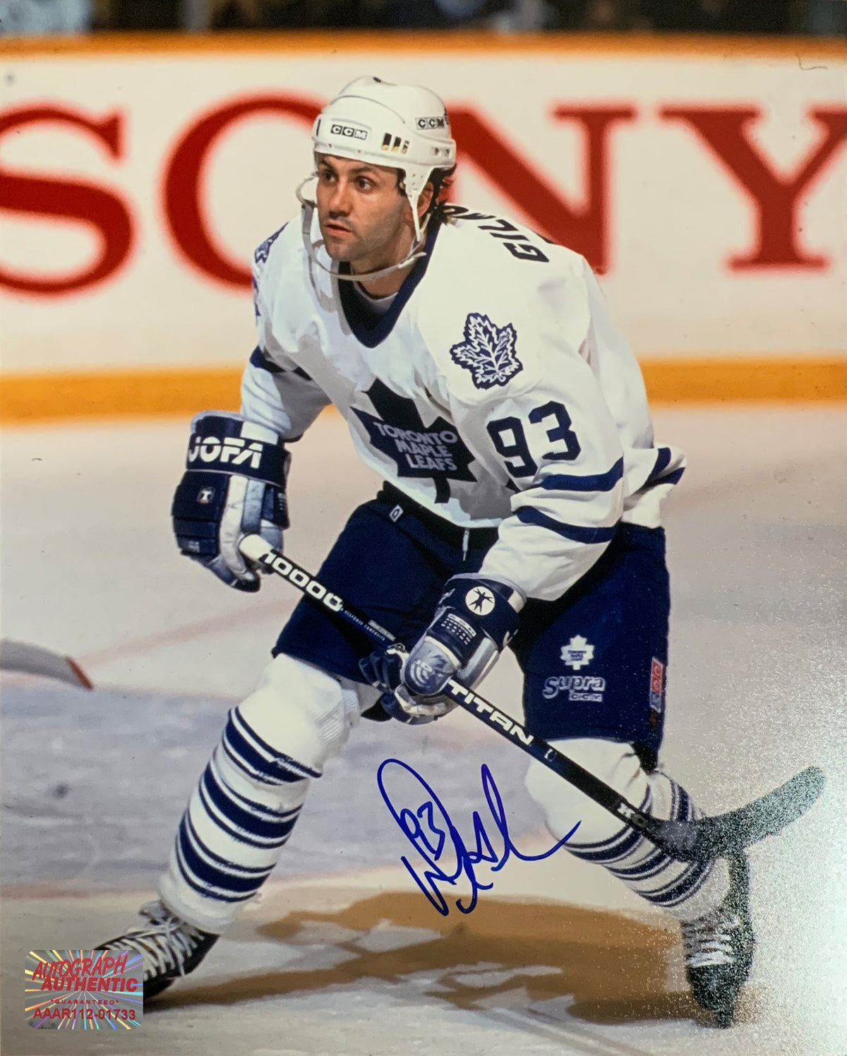 Doug Gilmour Signed 8x10 White Jersey Photograph