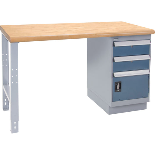 Établi industriel robuste, Combinaison porte et tiroir, Capacité 1000 lb, 30" l x 72" P, 34" H