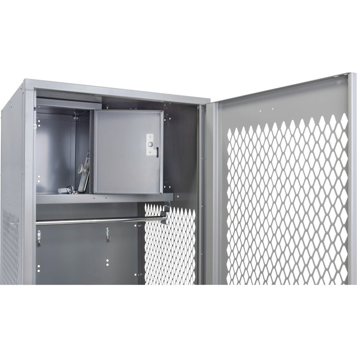 Casier de rangement avec porte, acier, 61 cm (l) x 61 cm (P) x 183 cm (H), gris