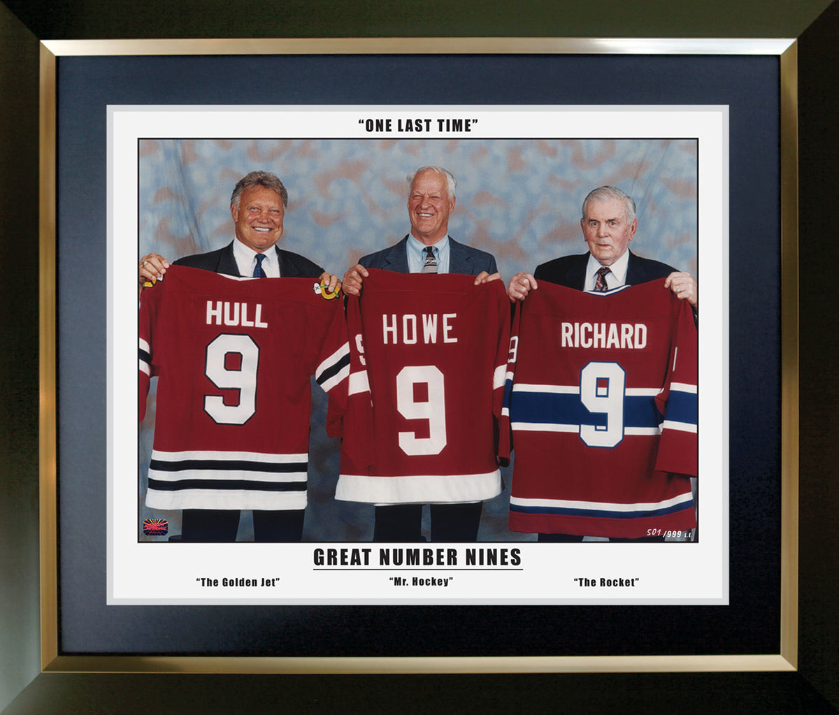 Three Great Nines Hockey Legends Framed Display (24x20)
