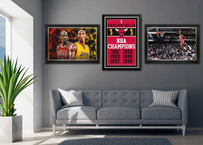 Michael Jordan, Kobe Bryant & LeBron James Framed Canvas