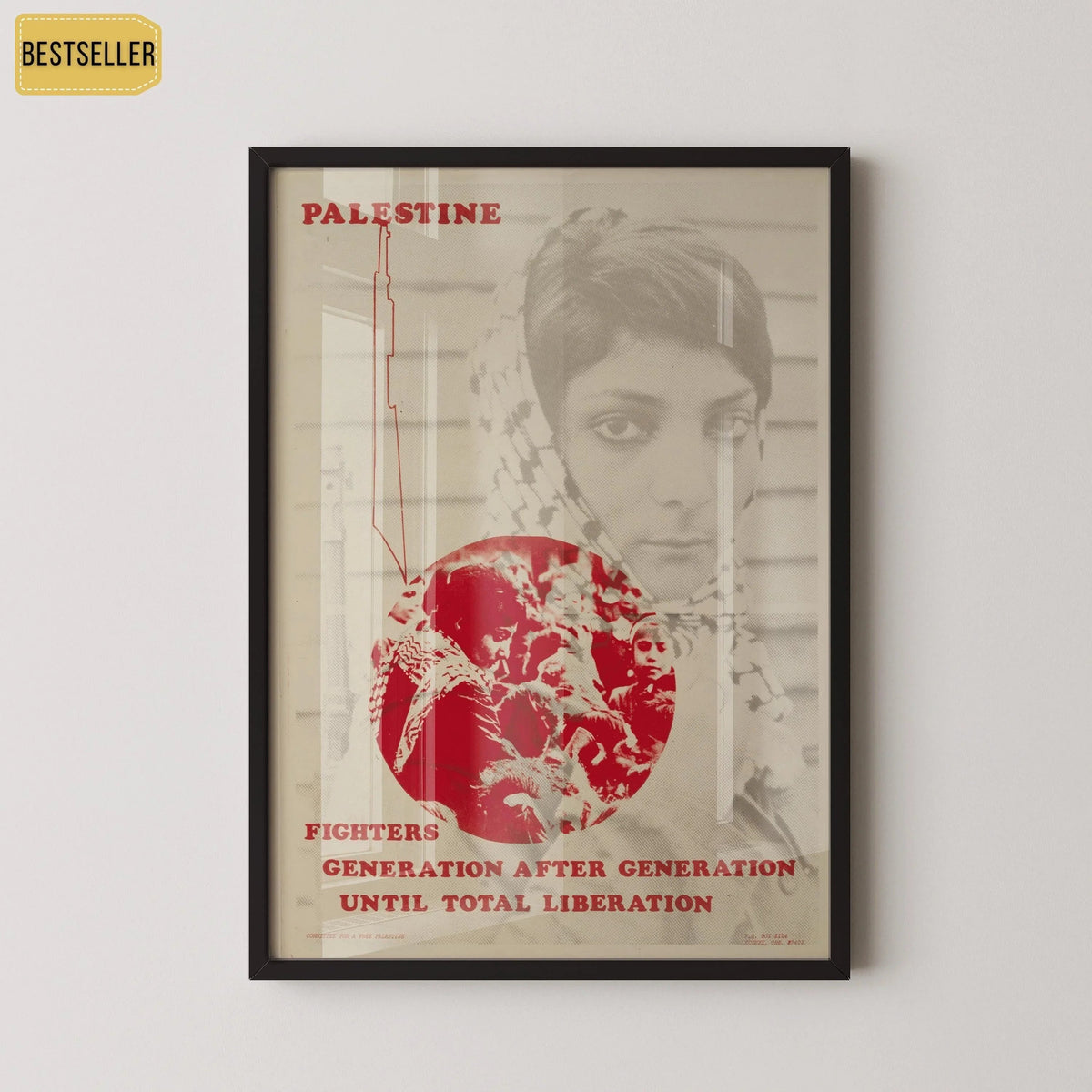 Affiche Palestine Libre - Leïla Khaled (Article de collecte de fonds) | Impression d'art de libération disponible encadrée à la main ou non encadrée