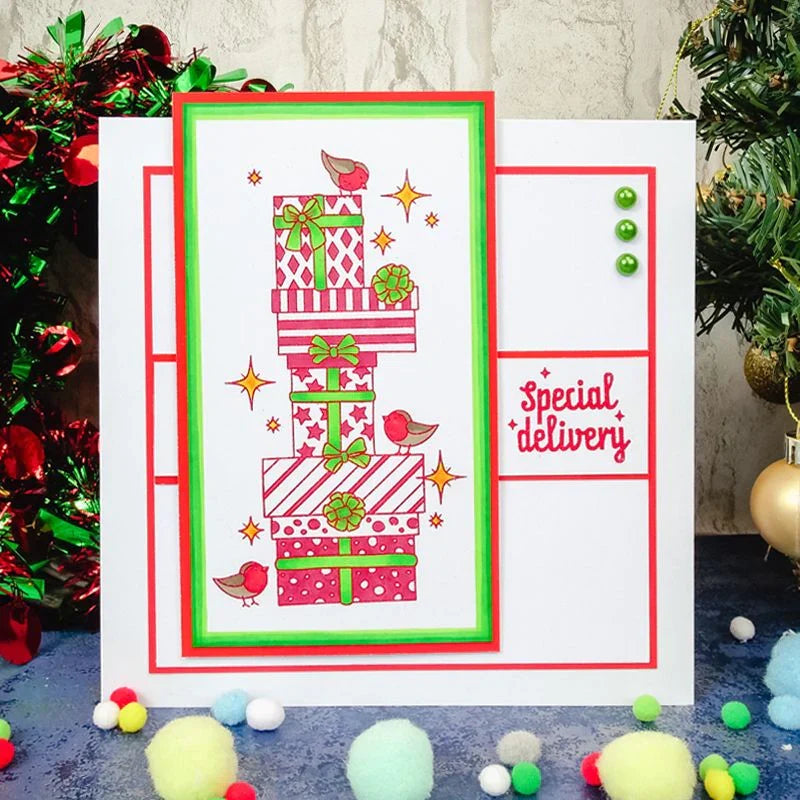 Ensemble Tampons et Pochoirs Cadeaux et Rubans
