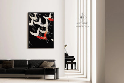 Flying Cranes Japanese Art Print: Giclee Fine Art