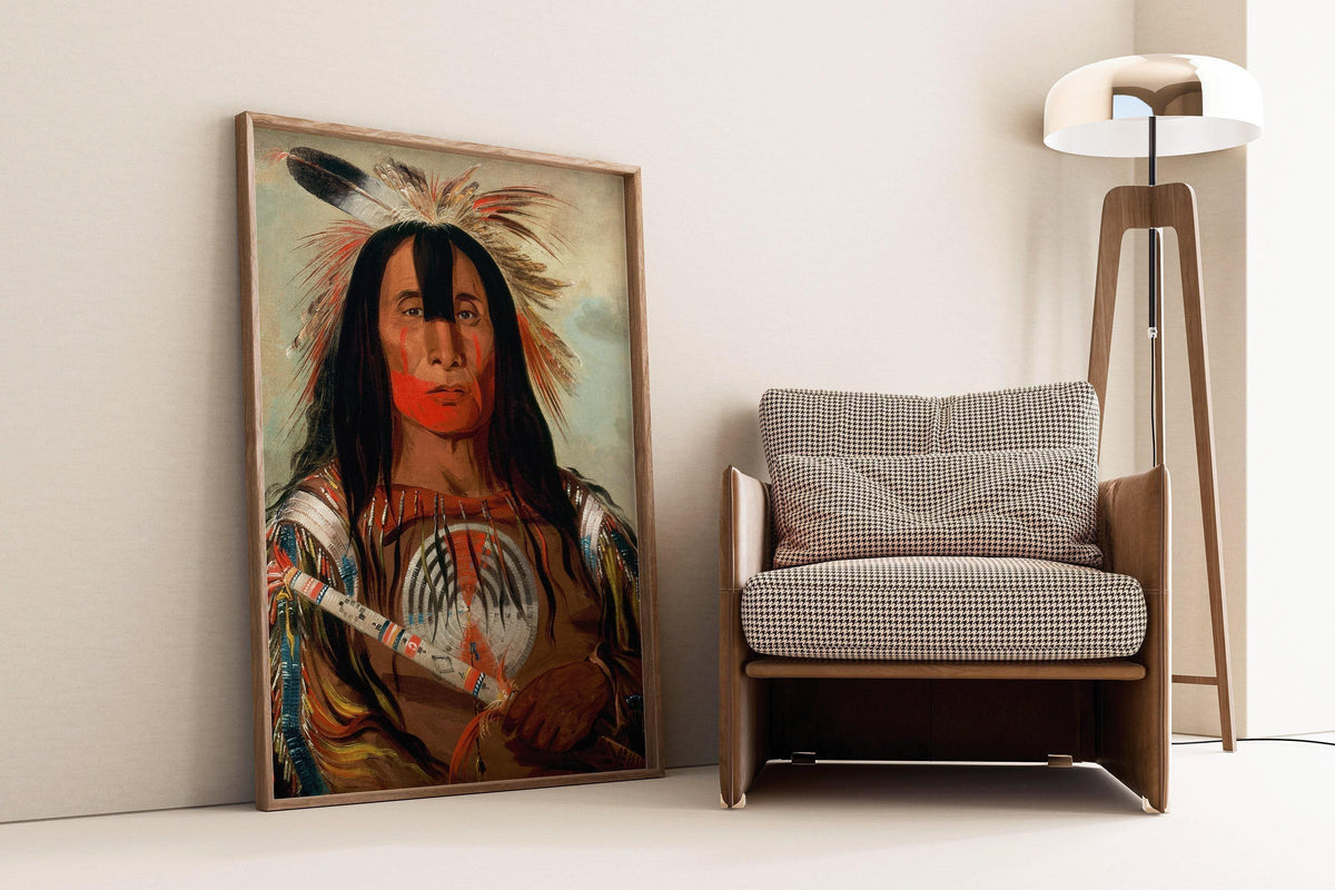 George Catlin - Blood Leader Stu-mick-o-s√∫cks | Famous Native American Aboriginal First Nations Art