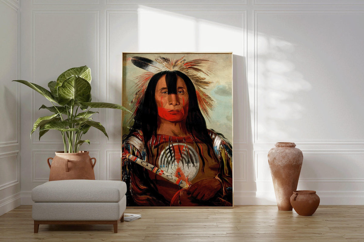 George Catlin - Blood Leader Stu-mick-o-s√∫cks | Famous Native American Aboriginal First Nations Art