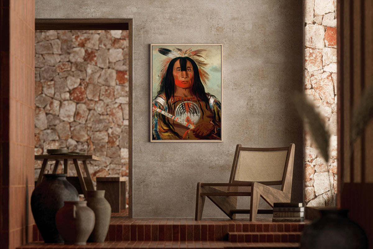 George Catlin - Blood Leader Stu-mick-o-s√∫cks | Famous Native American Aboriginal First Nations Art