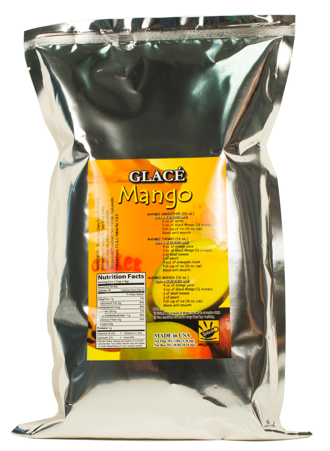 Mélange 4-en-1 Mangue pour thé aux perles, smoothies, lattes et frappés, sac de 3 lb (Caisse de 6 sacs de 3 lb) - Livraison gratuite au Canada pour les commandes de plus de 199 CAD