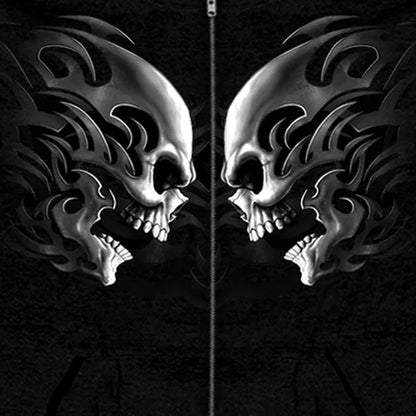 BOL Men's Head Butt Skulls Zipper Hoodie