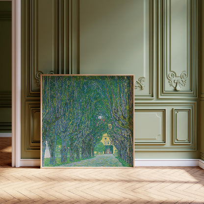 Impression Gustav Klimt : Allée du Château de Kammer, Peinture Sereine et Verte