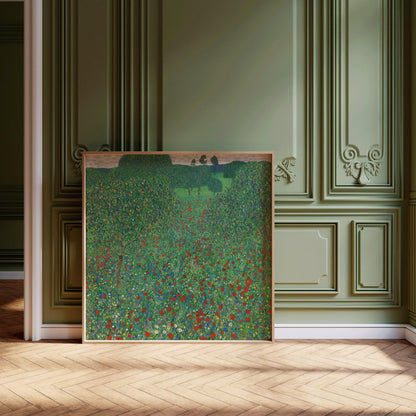 Gustav Klimt - Coquelicots | Tableau vintage célèbre (disponible encadré à la main ou non encadré) 1x1