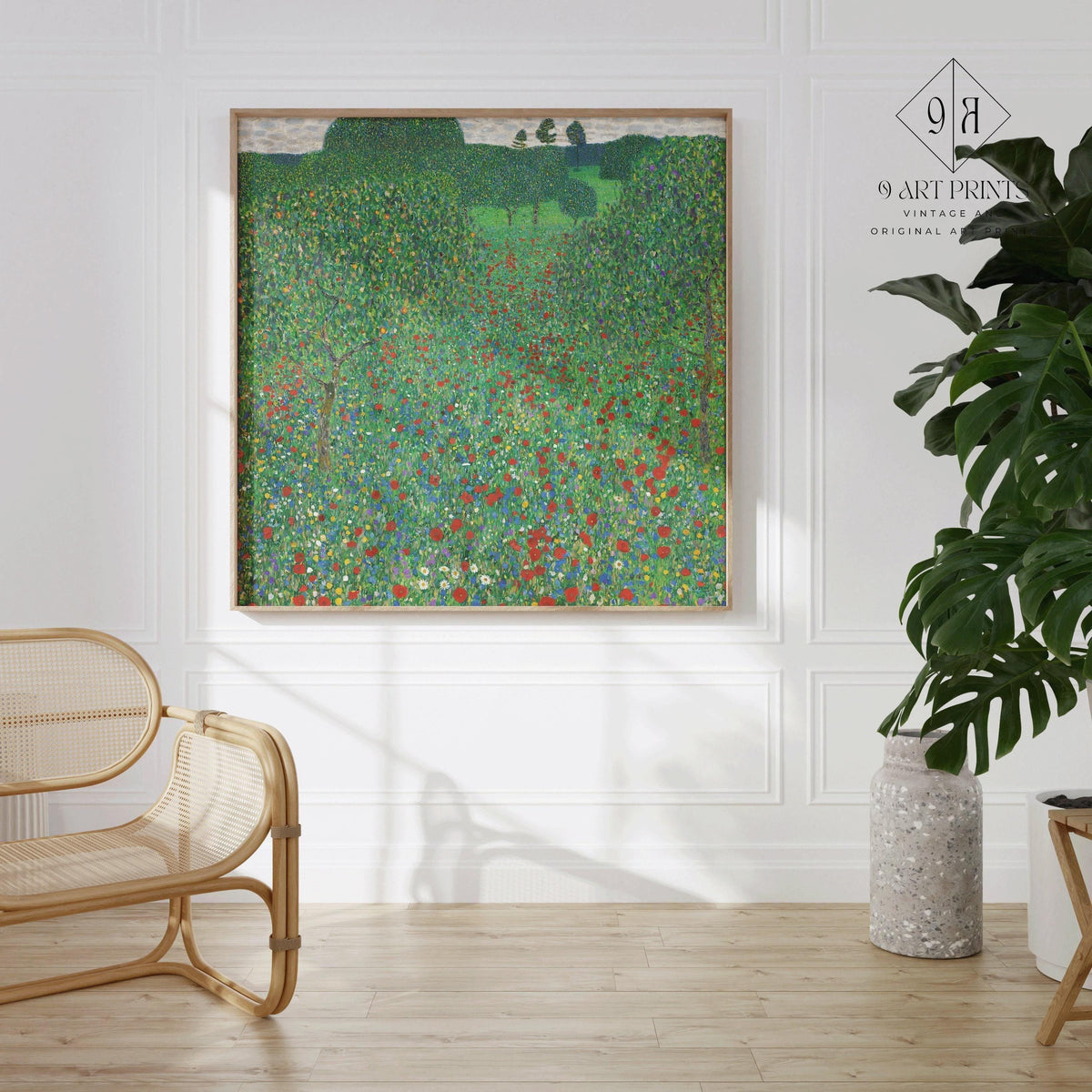 Gustav Klimt - Coquelicots | Tableau vintage célèbre (disponible encadré à la main ou non encadré) 1x1