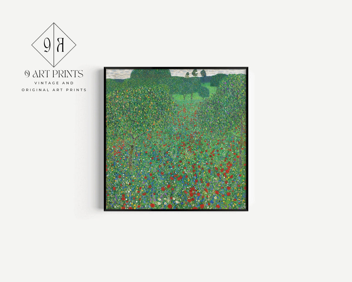 Gustav Klimt - Coquelicots | Tableau vintage célèbre (disponible encadré à la main ou non encadré) 1x1