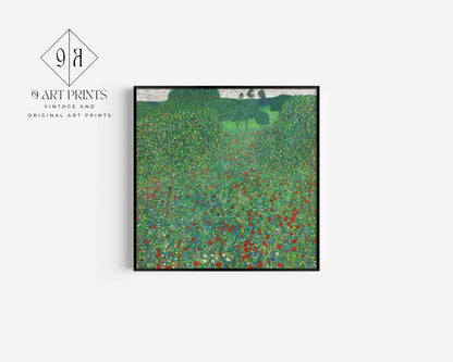 Gustav Klimt - Coquelicots | Tableau vintage célèbre (disponible encadré à la main ou non encadré) 1x1