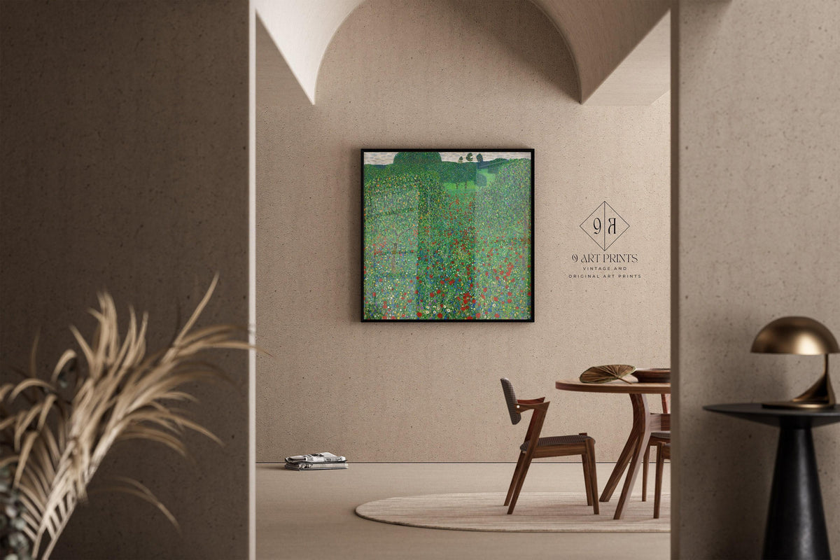 Gustav Klimt - Coquelicots | Tableau vintage célèbre (disponible encadré à la main ou non encadré) 1x1